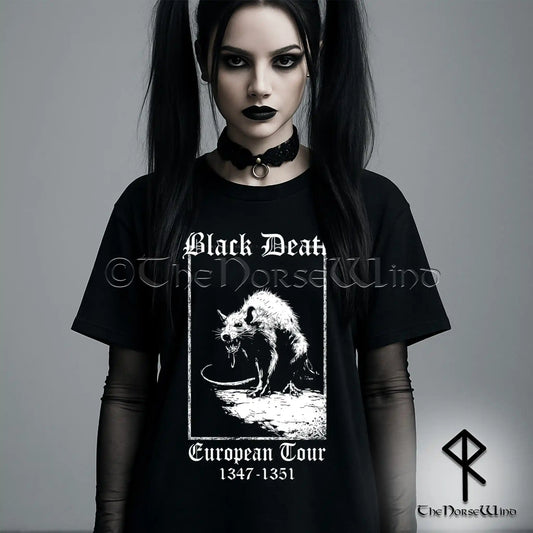 Black Death European Tour T-Shirt - Gothic Plague Rat Tee
