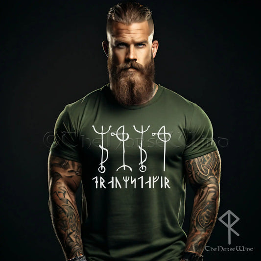 Draumstafir Viking T-Shirt – Norse Rune Galdrastafir Icelandic Stave Shirt