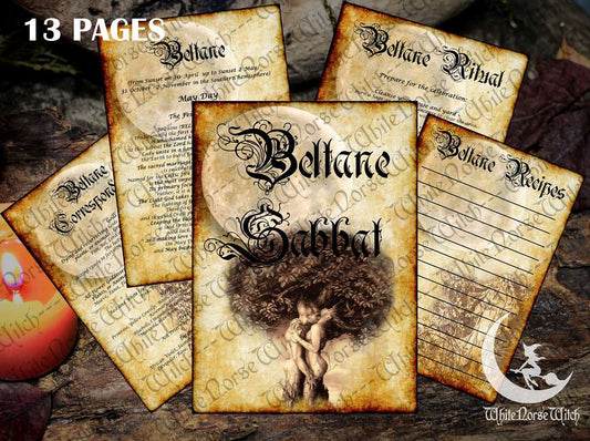 Wheel of The Year Grimoire, Beltane Sabbat, Book of Shadows Printable 13 PDF Pages, May Day Fest Witchcraft BOS Pages, Wicca TheNorseWind