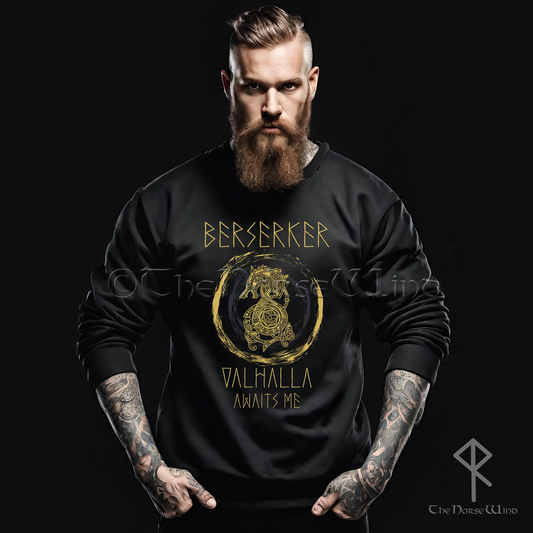 Berserker Viking Sweatshirt with Celtic Knots Bear, S-5XL - The Norse Wind