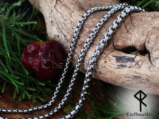 Viking Chain Necklace Stainless Steel Box Chain - 3mm/4mm/5mm - The Norse Wind