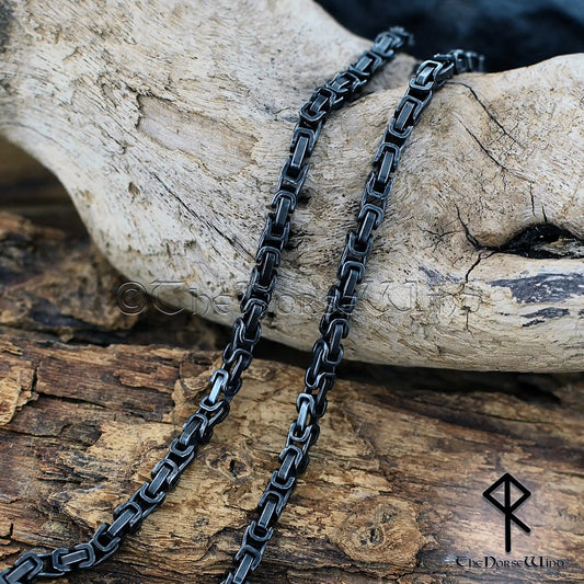 Gunmetal Byzantine Chain Necklace – 316L Stainless Steel