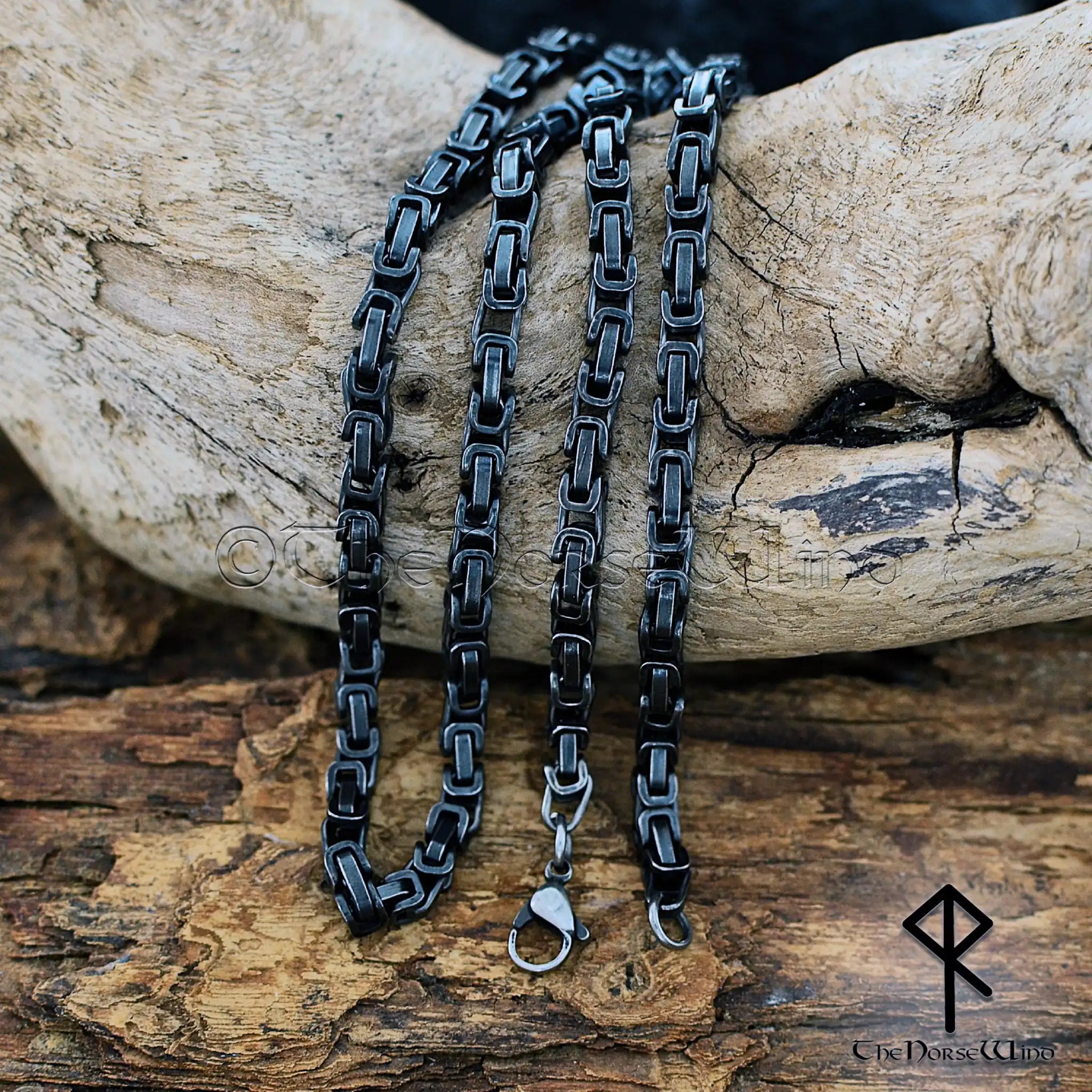 Gunmetal Byzantine Chain Viking Necklace – 316L Stainless Steel