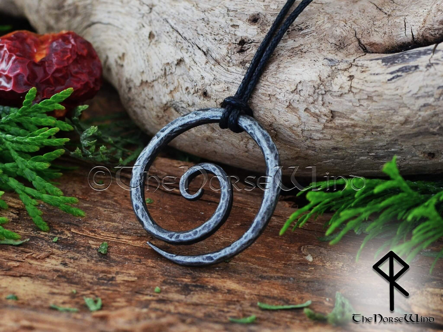 Hand-Forged Celtic Spiral Pendant, Viking Steel Necklace - The Norse Wind