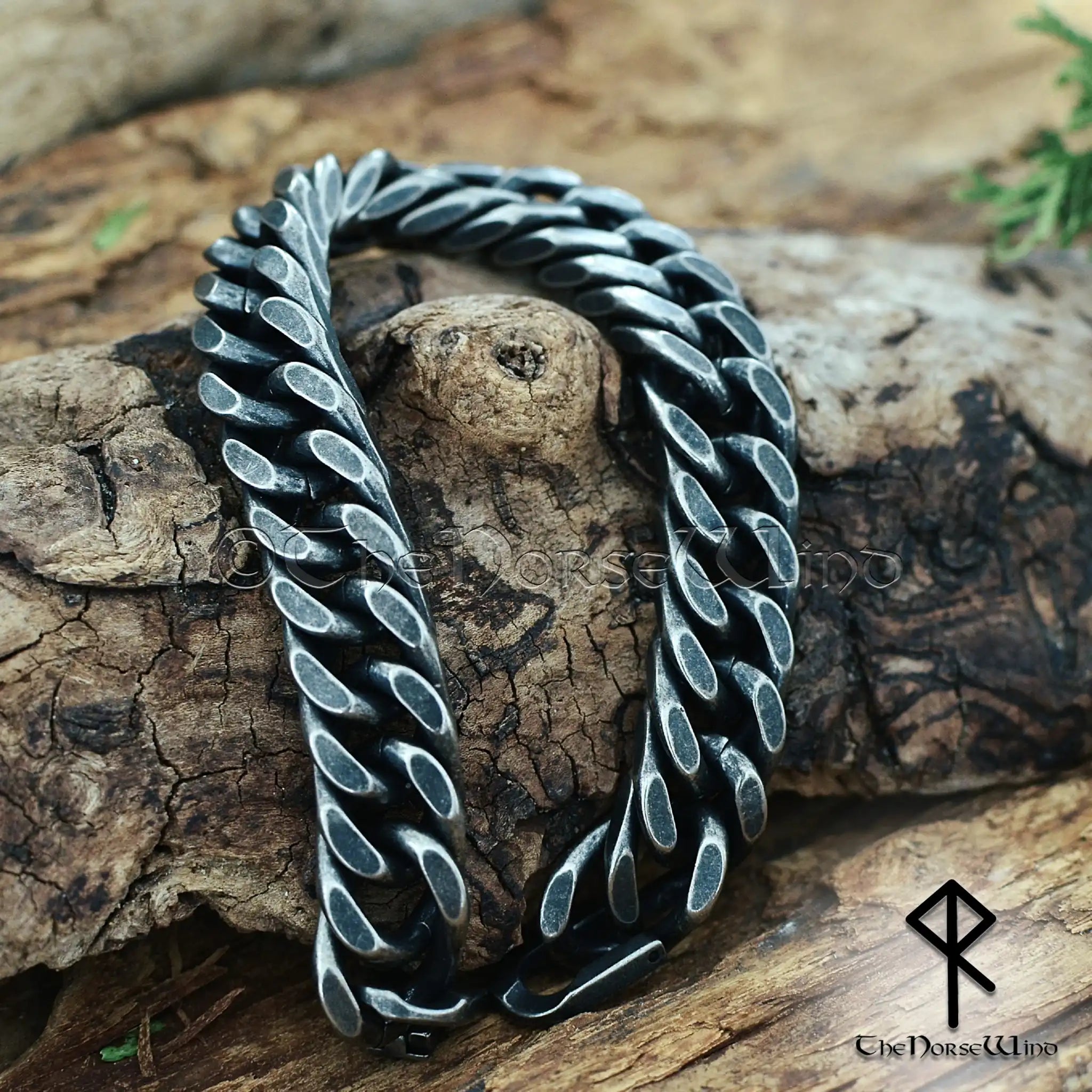 Solid Men's Bracelet, 13mm Cuban Link Chain, Gunmetal Steel