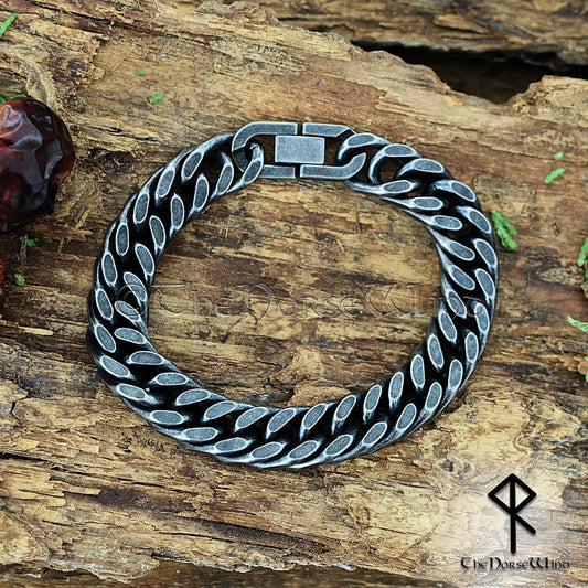 Solid Cuban Link Chain Bracelet 13mm, Gunmetal Stainless Steel