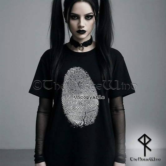 Alternative Fingerprint T-Shirt – Uncopyable Rebellious Identity Grunge Goth Tee