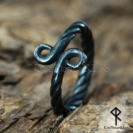 Hand-Forged Viking Ring – Twisted Jormungandr Infinity Norse Ring
