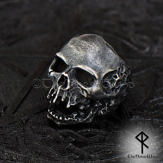 Gothic Skull Ring – Gunmetal Stainless Steel | Massive Horror Skull Biker Ring