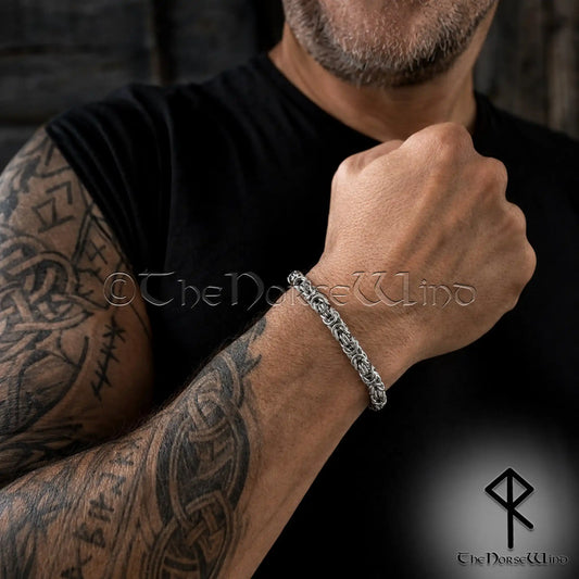 Menβs Byzantine Chain Viking Bracelet β 7mm Solid Stainless Steel King Chain