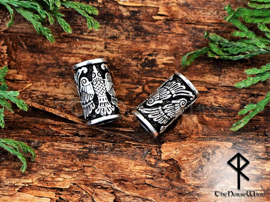 Odin's Ravens Beard Beads, Viking Hair Rings, Stainless Steel / 4mm Hole - The Norse Wind
