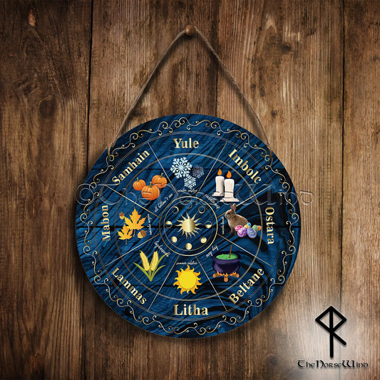 Norse Wheel of the Year Wall Hanging Plaque - Viking Home Decor - The Norse Wind