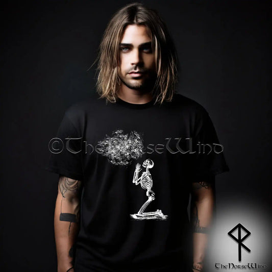 Weird Skeleton T-Shirt - Gothic Alt Fashion - Grunge & Weirdcore Praying Skeleton Tee - The Norse Wind