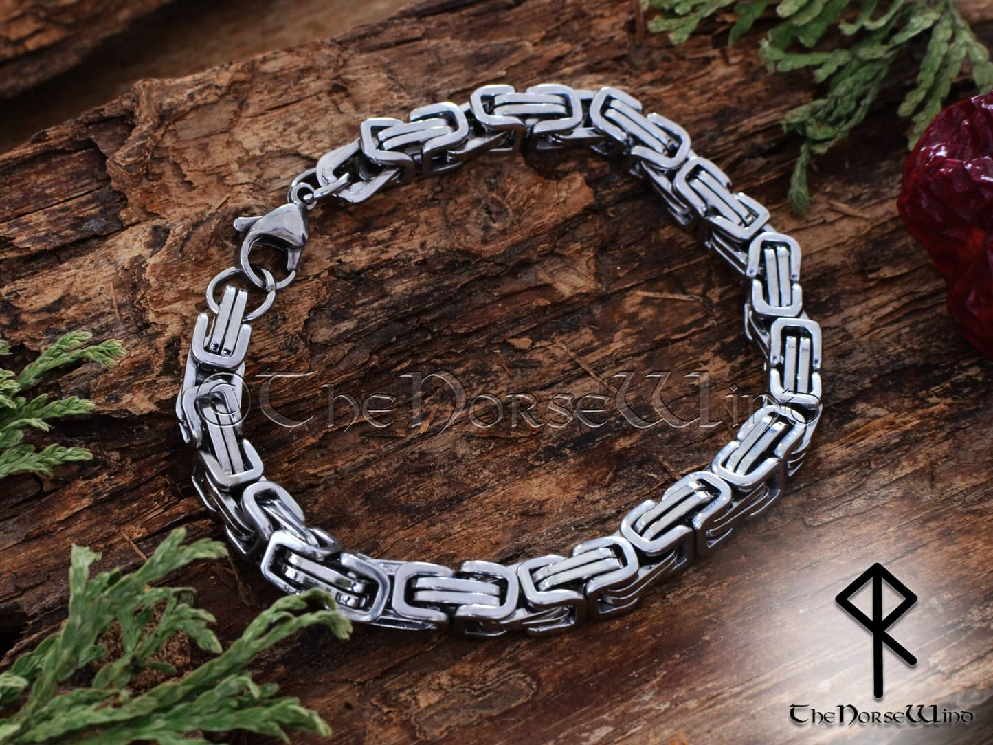 Byzantine Chain Viking Bracelet, 6mm Solid Men's Bracelet in 316L Stainless Steel - Premium Viking Jewelry - The Norse Wind