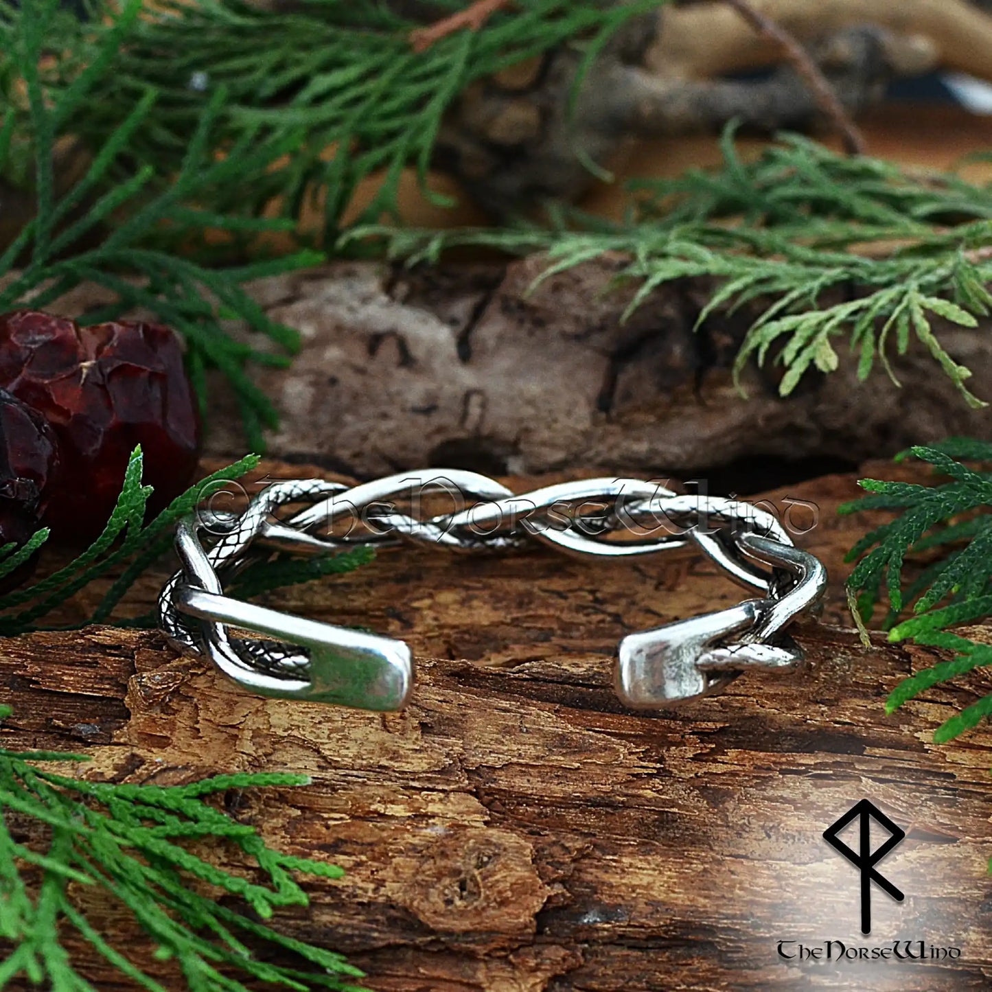 Wikinger-Drachenhaut-Armband, gedrehter silberner Armring