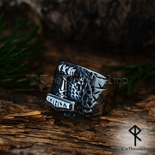 Thor's Hammer Viking Ring, Solid Mjolnir Men's Ring - The Norse Wind