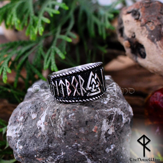 Valknut Viking Runes Ring - Odin's Symbol Men's Ring, Stainless Steel - The Norse Wind