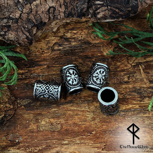 Vegvisir Bartperlen, Wikinger Kompass Haarringe, Edelstahl