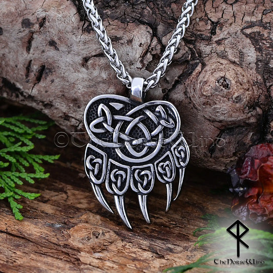 Viking Bear Paw Necklace, Berserker Pendant