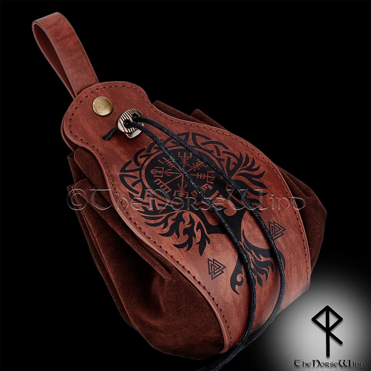5-Piece Medieval Viking Leather Set - Belt, Pouches & Wrist Cuffs For Renaissance Cosplay