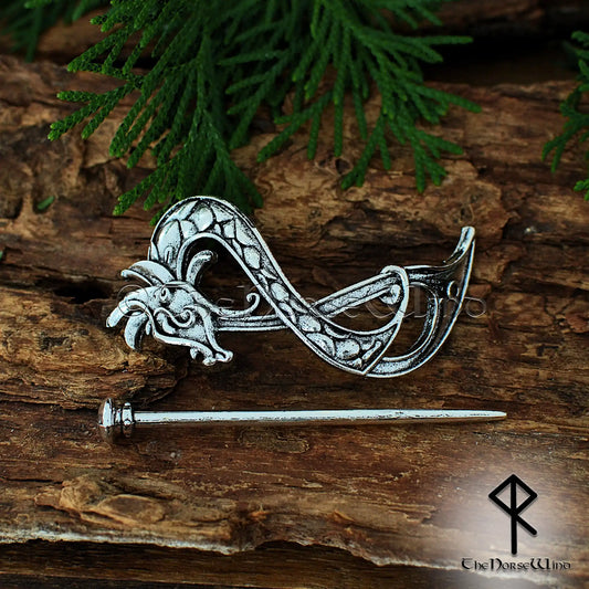 Viking Dragon Hairpin - Handcrafted Nidhogg Celtic Hair Clip, Norse Mythology Accessory