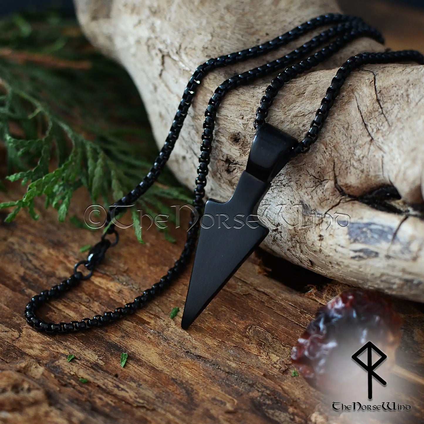 Black Gungnir Viking Necklace - Odin's Spear Norse Pendant