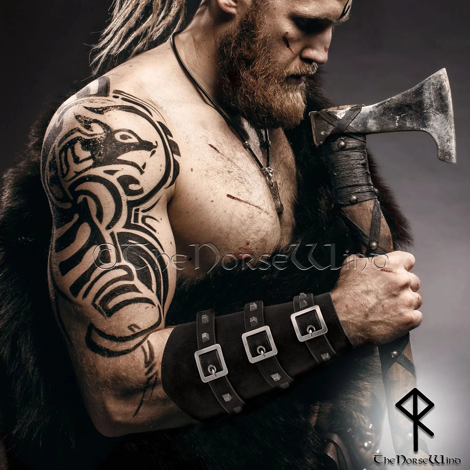 larp gear Viking Leather Bracers, Medieval Arm Guards - LARP Armor