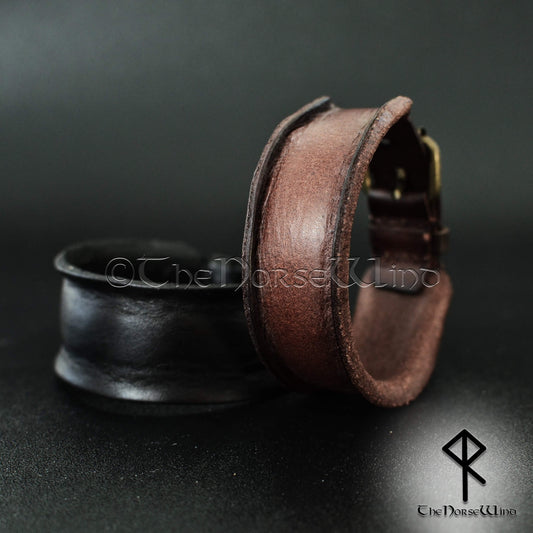 Authentic Viking Leather Cuff Bracelet Norse Wristband - The Norse Wind