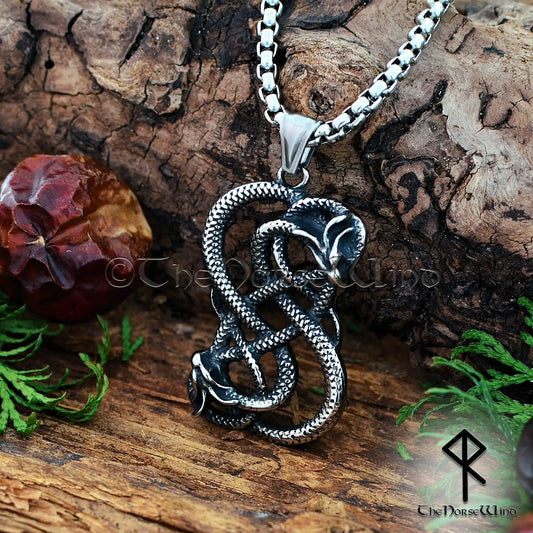 Viking Loki Snake Necklace – Norse Jormungandr Serpent Pendant