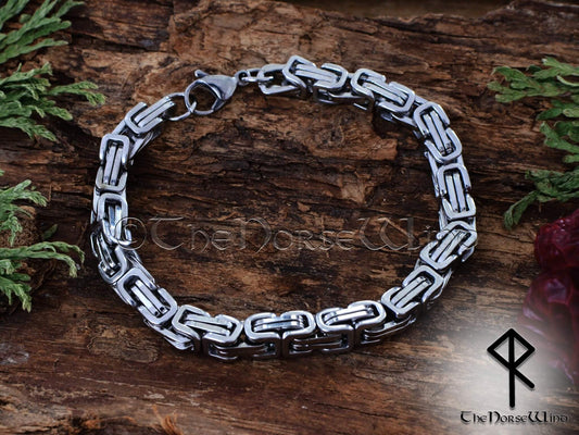 Byzantine Chain Viking Bracelet, 6mm Solid Men's Bracelet in 316L Stainless Steel - Premium Viking Jewelry - The Norse Wind