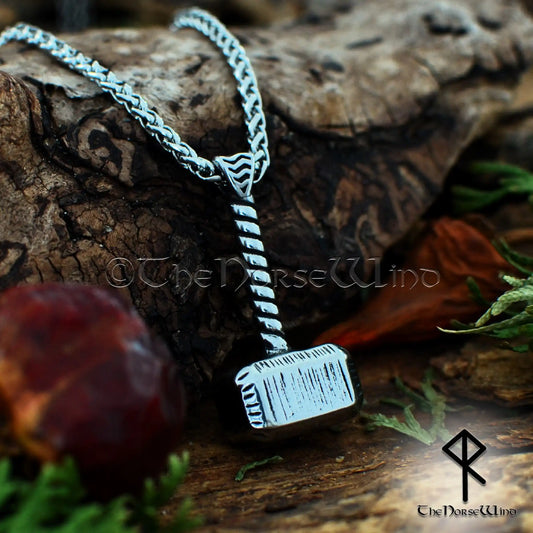 Thor's Hammer / Mjolnir Viking Necklace - Stainless Steel Pendant - The Norse Wind