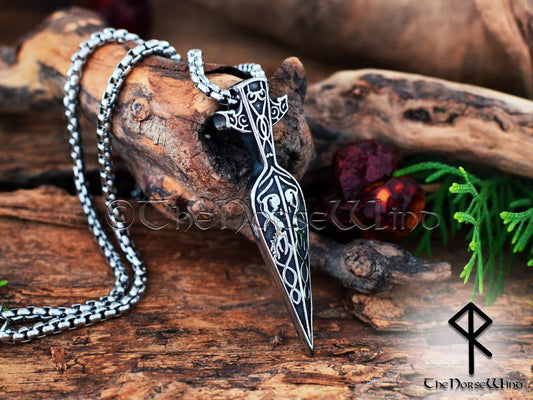 Gungnir Viking Necklace - Odin's Spear Stainless Steel Arrowhead Norse Pendant - The Norse Wind