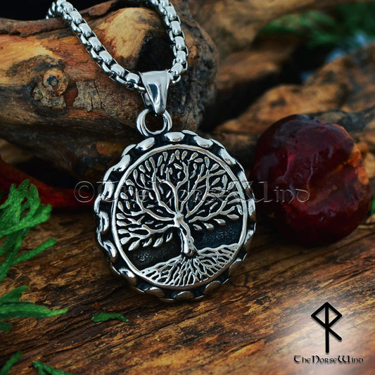 Viking Yggdrasil Pendant, Norse Tree of Life Necklace, Stainless Steel - The Norse Wind