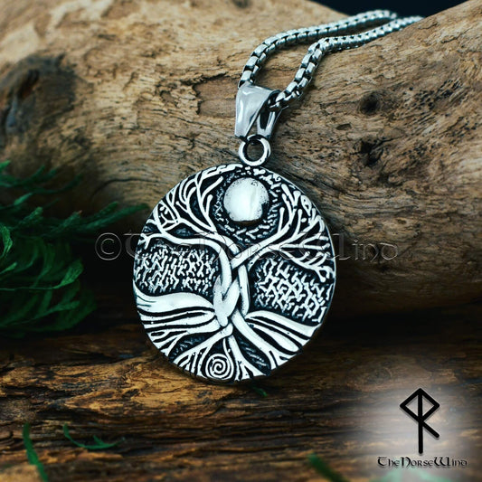 Yggdrasil Viking Necklace, Celtic Tree of Life Pendant, Stainless Steel - The Norse Wind