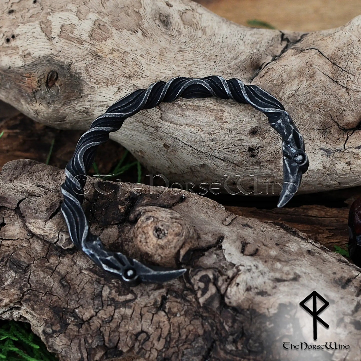 Viking Raven Bracelet – Hand Forged Stainless Steel Norse Torc