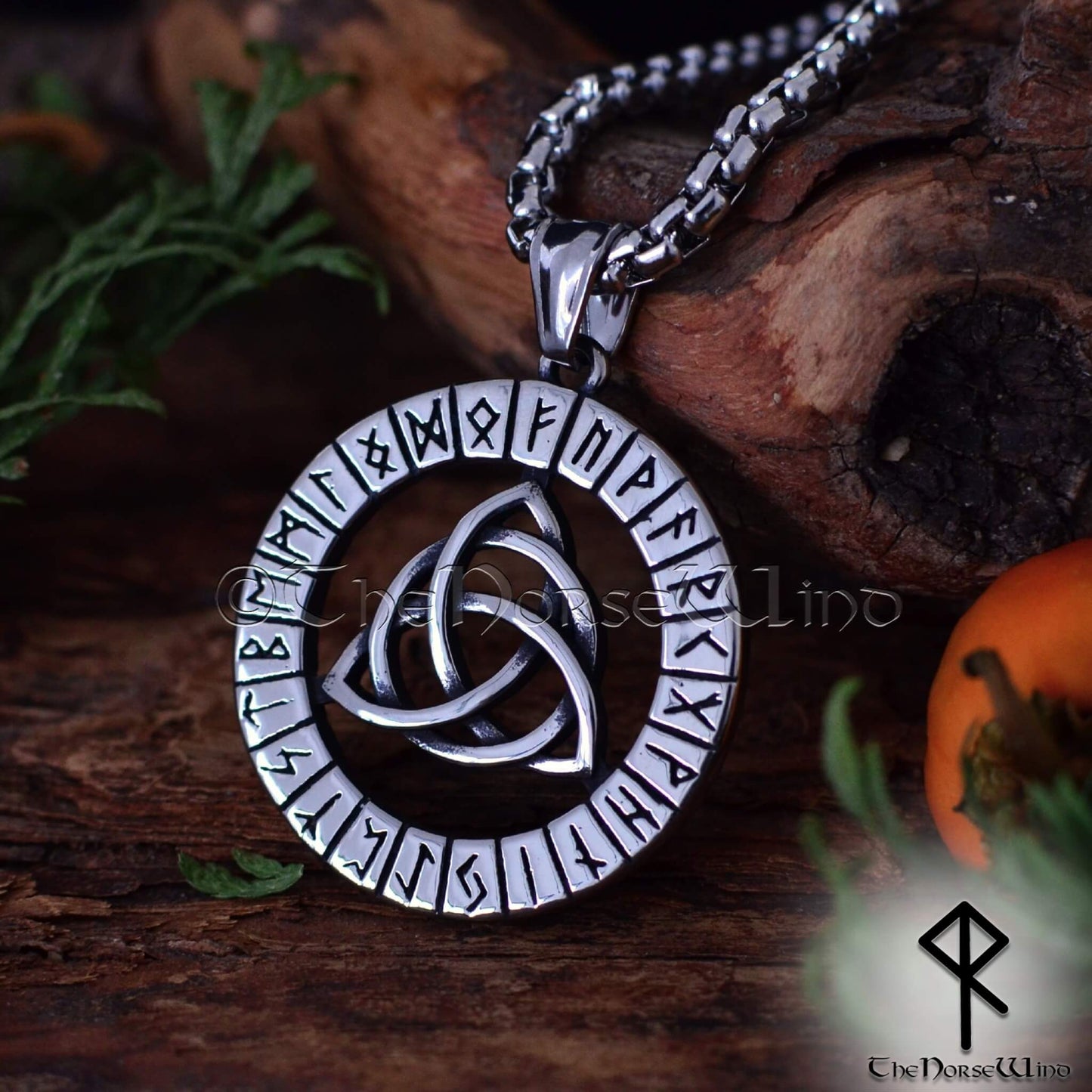 Triquetra Viking Runes Necklace, Celtic Knot Pendant - The Norse Wind
