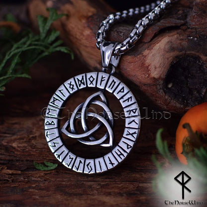 Triquetra Viking Runes Necklace, Celtic Knot Pendant