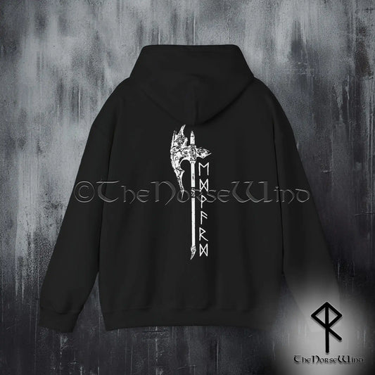 Custom Viking Hoodie – Name in Runes & Norse Axe Sweatshirt
