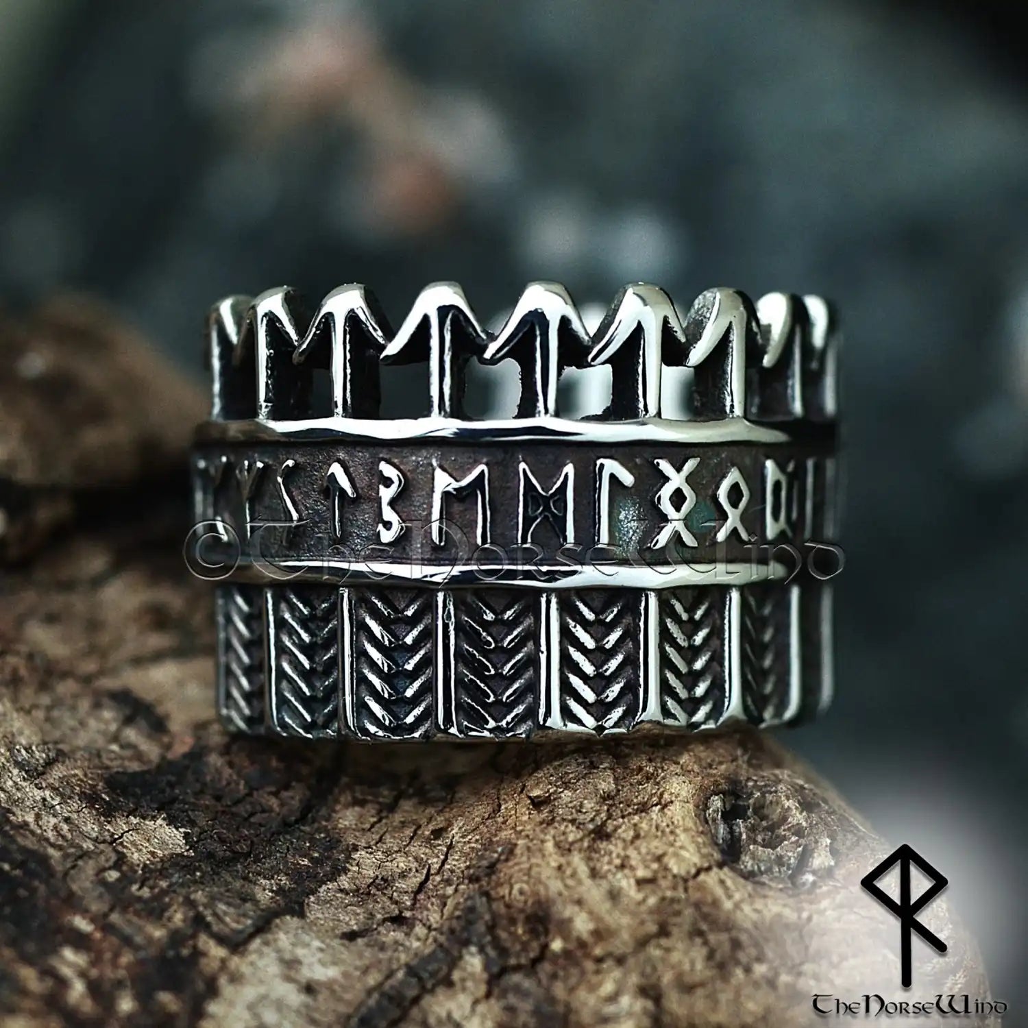 Handcrafted Arrows Elder Futhark Runes Ring - Stainless Steel – The 