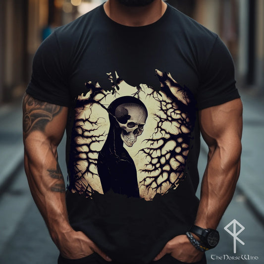 Skull in the Woods T-Shirt, Goth Skeleton Tee, S - 5XL - The Norse Wind