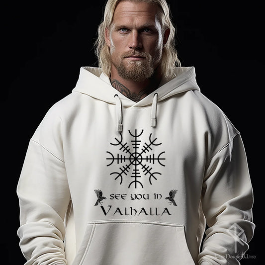 Viking Hoodie Helm of Awe - Aegishjalmur Runes Sweatshirt - The Norse Wind