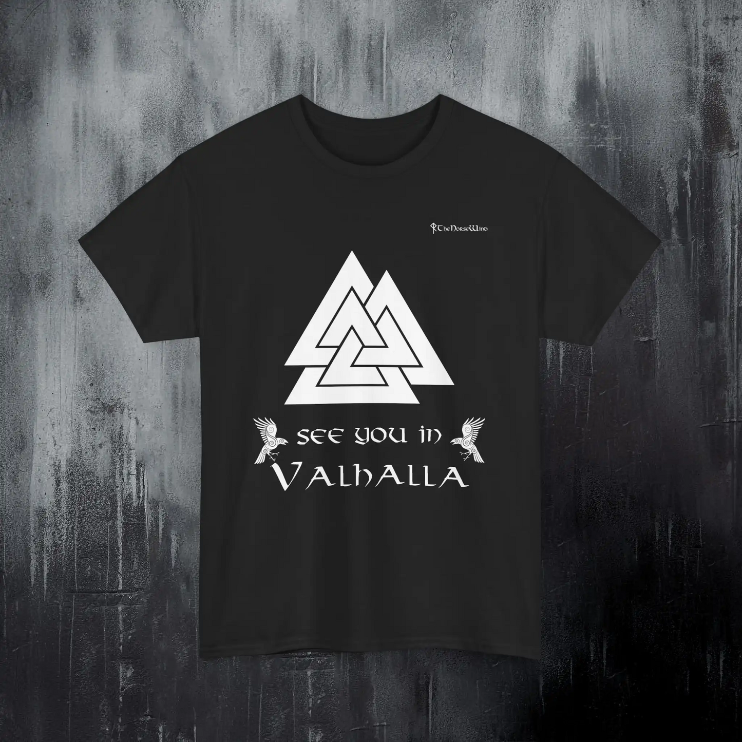 Valknut Viking T-Shirt - See You In Valhalla - The Norse Wind