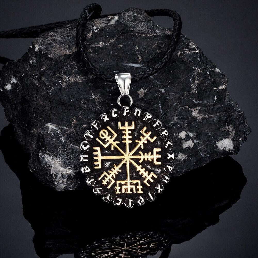 Vegvisir Viking Compass Necklace Norse Runes Pendant - TheNorseWind