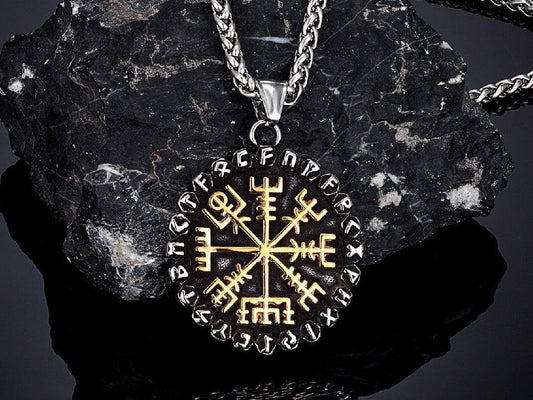 Vegvisir Viking Compass Necklace Norse Runes Pendant - TheNorseWind
