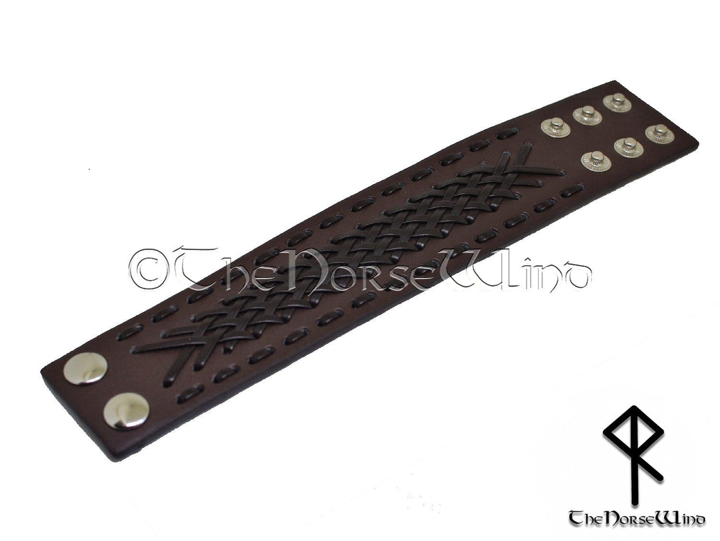Brown Leather Bracelet, Viking Gothic Braided Leather Wristband TheNorseWind