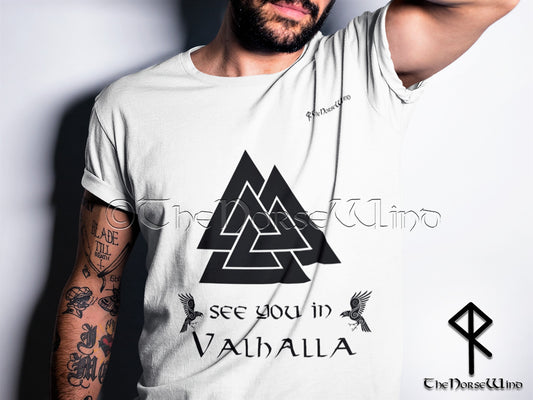 Valknut Viking T-Shirt - See You In Valhalla - TheNorseWind