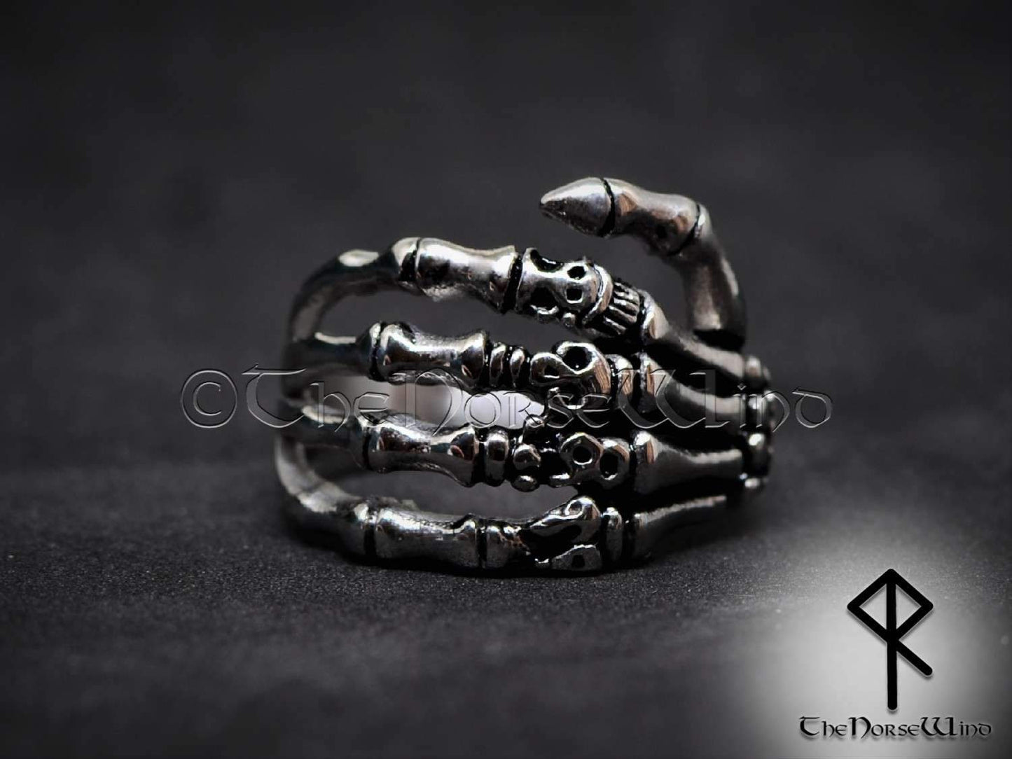 Gothic Skull Ring Skeleton Hand Stainless Steel - TheNorseWind