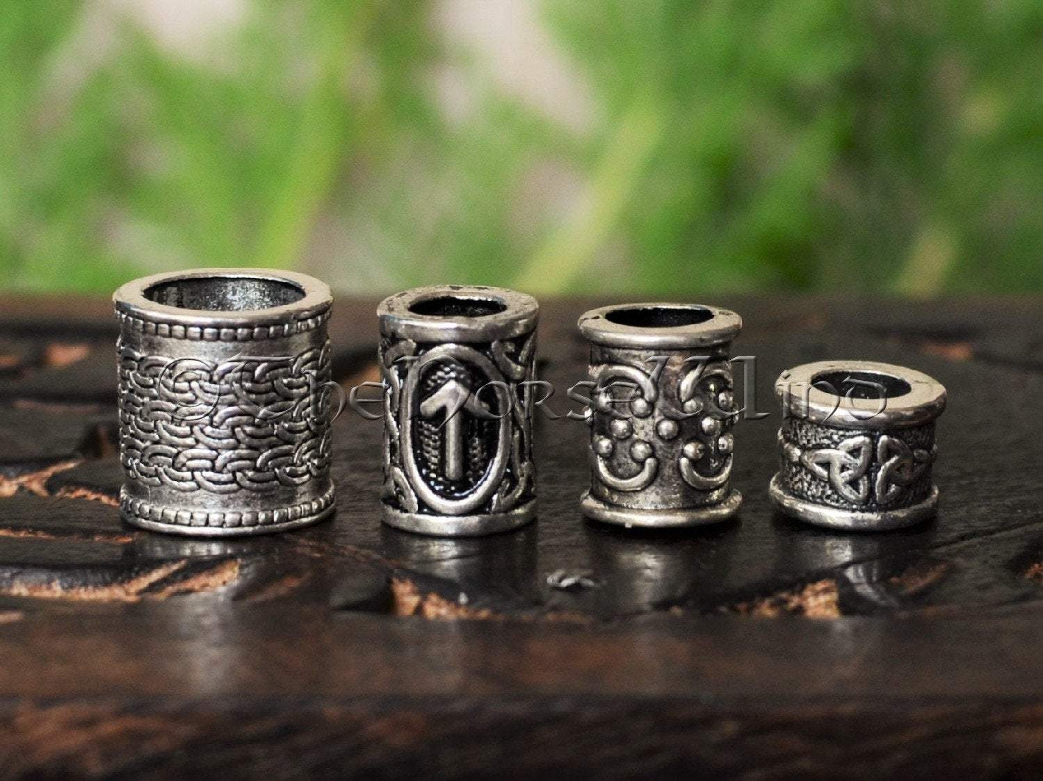 Viking Beard Rings - Set of 4 Norse Hair Beads