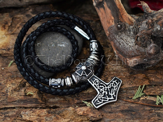 Mjolnir Pendant Thor's Hammer Viking Necklace with Celtic Cross, Stainless Steel Viking Jewelry, Strength Amulet Norse Mythology Asatru TheNorseWind