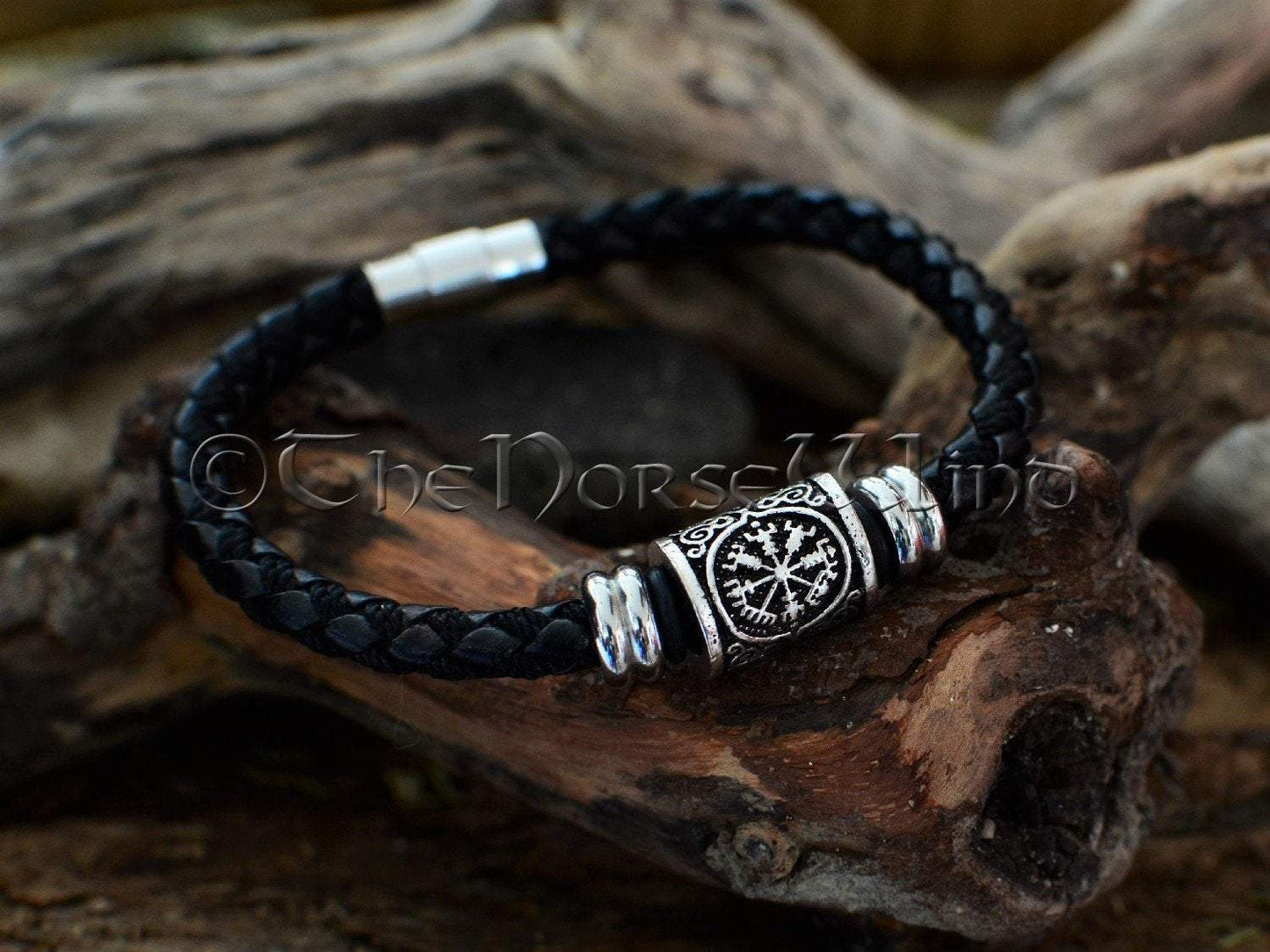 Vegvisir Viking Compass Bracelet, Leather Wristband TheNorseWind